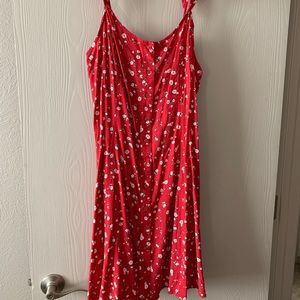 Red floral summer dress